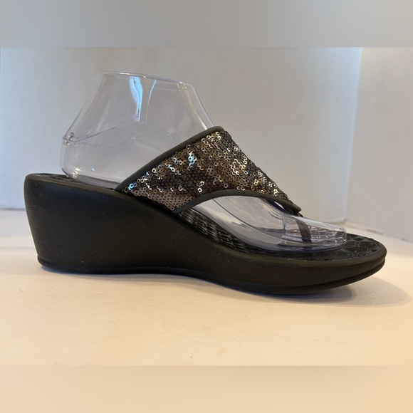 Clarks pewter silver gray wedge he’ll flip flop sandals size 9M - Picture 5 of 10